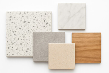 Surface Samples: A visually appealing arrangement of surface samples showcasing a diverse selection of textures, colors, and materials, perfect for design and construction purposes.