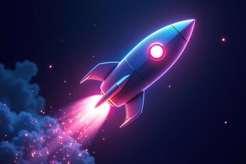 Neon Rocket Launching