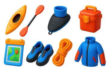 Obraz premium Outdoor adventure gear essentials for kayaking and hiking
