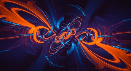 Obraz premium Abstract Swirling Blue and Orange Fractal Art Dynamic Energy Digital Design Futuristic Background