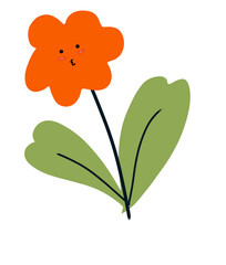 Cute flower orange ilustration transparant background 