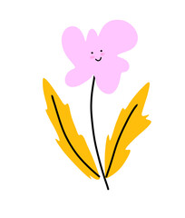 cartoon illustration of a flower pink transparant background 