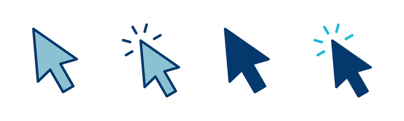 Click icon vector isolated on white background. Cursor icon. Computer mouse click cursor black arrow icons. pointer arrow