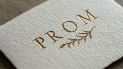 Prom invitation: A close-up shot of an elegant invitation card, inviting all to the night of the prom, crafted with exquisite typography and delicate floral embellishments, epitomizes sophistication.