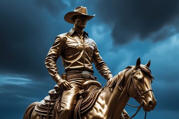 Obraz premium Western Statue: Cowboy on Horse