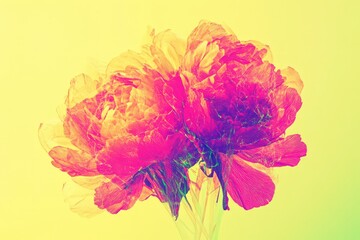 Vibrant, stylized floral display in pastel tones.