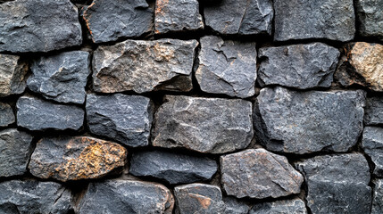 Obraz premium Wall made of gray and brown stones. The wall is very rough and has a lot of texture