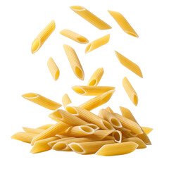 Falling Penne Pasta Pile, Isolated on Transparent Background, Food Photography, Italian Cuisine, Pasta, Food, Penne