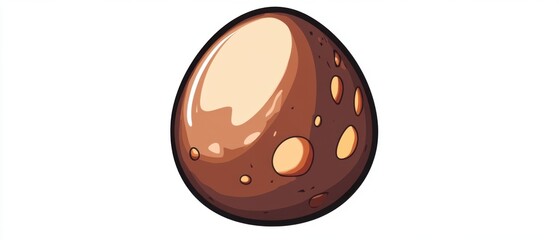 Fototapeta premium Cartoon Brown Egg with Spots Isolated on White Background Front View Illustration Easter Holiday Decoration Food Ingredient Design
