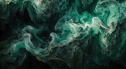 Abstract swirls of emerald and jade
