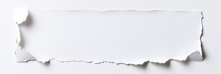Ripped white paper on white background