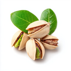 Fresh Pistachios with Leaves - A Healthy and Delicious Snack , isolated on white background png