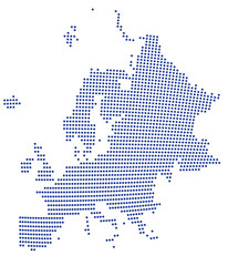 Obraz premium Europe dotted map on spherical surface (Frontal view)