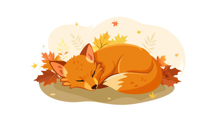 Naklejka premium fox in the autumn forest