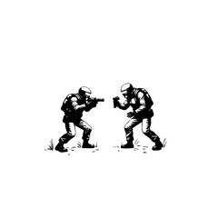 Stylized standoff: Two law enforcement officers in tactical encounter illustration