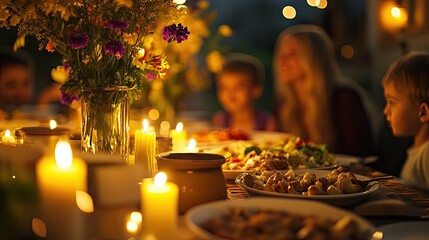 Warm, inviting gathering at a family dinner table.