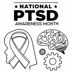 NATIONAL PTSD AWARENESS MONTH vector illustration