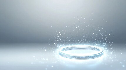 Abstract White Background with Light Effect and Glowing Circle for Cosmetic, Technology Concept Design Template Vector Illustration