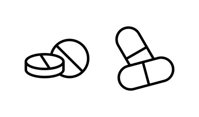 Pills icon logo design. capsule icon. Drug sign and symbol