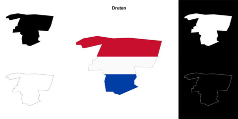 Druten blank outline map set
