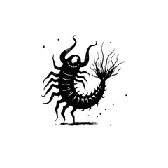 Stylized depiction of fantasy arthropod, isolated on white, artistic vector