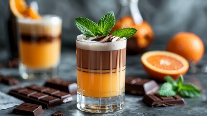 Refreshing summer cocktail with orange juice and mint