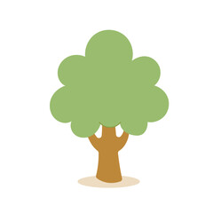 Whimsical cartoon tree vector illustration. Playful forest element with round shaped forms.