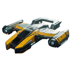 3D sci-fi vehicle on transparent png background