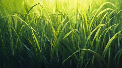 The blades of tall grass reach upward, their tips moving in the wind