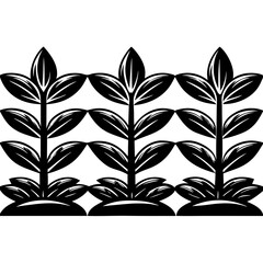 Three plants in a row silhouette vector illustration