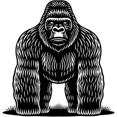 Naklejka premium Standing gorilla detailed silhouette vector illustration