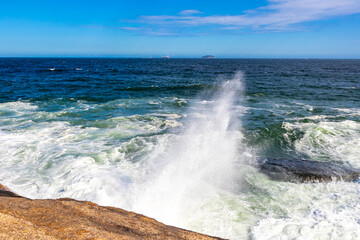 Ipanema Beach Water Waves and Rocks Rio de Janeiro Brazil.