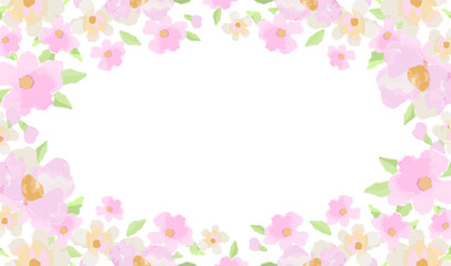 Obraz premium Watercolor Floral Frame. Border of Flowers. Vector illustration for wedding invitation, greeting card, background, wallpaper, decoration