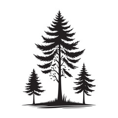 Majestic Pine Trees Silhouette Illustration for Nature Lovers and Designers