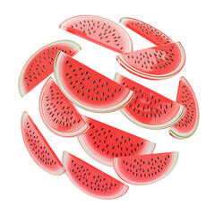 A refreshing summer circle of juicy watermelon slices inviting warmth and on transparent background