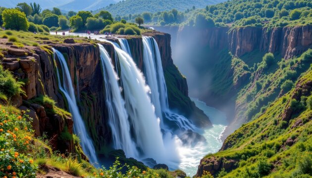 ethiopias blue nile falls , africa   capture the majestic beauty of ethiopias blue nile falls, also known as tis issat, in a piece of art that conveys the raw and untamed power of this natural wonder