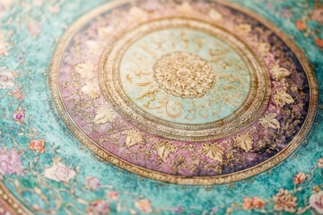 Ornate, circular design with intricate patterns and colors.