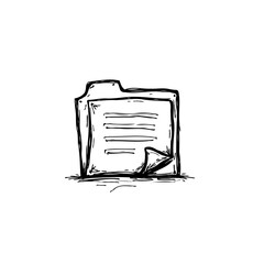 Hand-drawn file folder icon with curled page corner against white background
