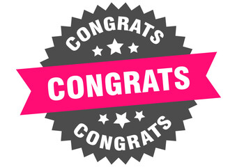 Fototapeta premium congrats. congrats round pink label isolated on transparent background