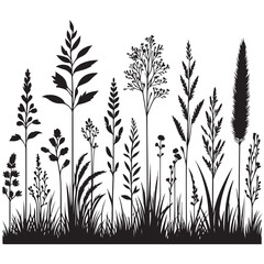 Grasses Silhouette Vector Illustration for Nature Inspired Designs