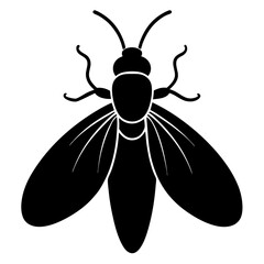 Black Silhouette of a Fly Insect Vector Illustration