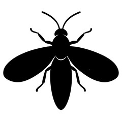 Black Silhouette of a Flying Insect with Wings