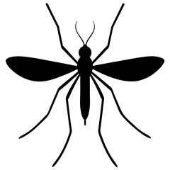 Black Silhouette of a Mosquito Insect Vector Illustration