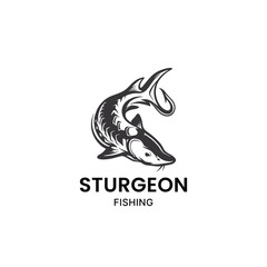 Sturgeon fishing logo