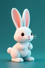 Obraz premium there is a white rabbit that is sitting on a blue surface