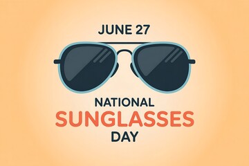 National sunglasses day celebration with aviator glasses on a peach colored background
