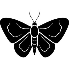 Elegant Black Silhouette of a Moth Insect