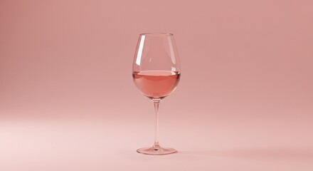 Elegant Glass of Rosé Wine on a Minimalist Pink Background