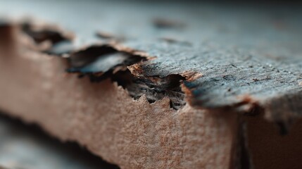 Close-up of frayed, textured paper edge revealing layers beneath, embodying a sense of age, craft, and the tactile allure of traditional materials.