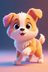 cartoon dog running with a pink background